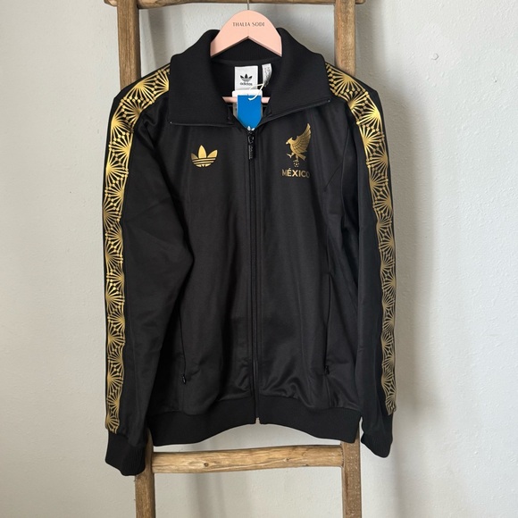 adidas Other - New Adidas Originals Mexico Black Gold Track Top Jacket size small 
Zip up